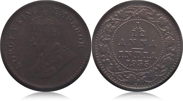 1935 1 by 12 Anna King George V British India Coin