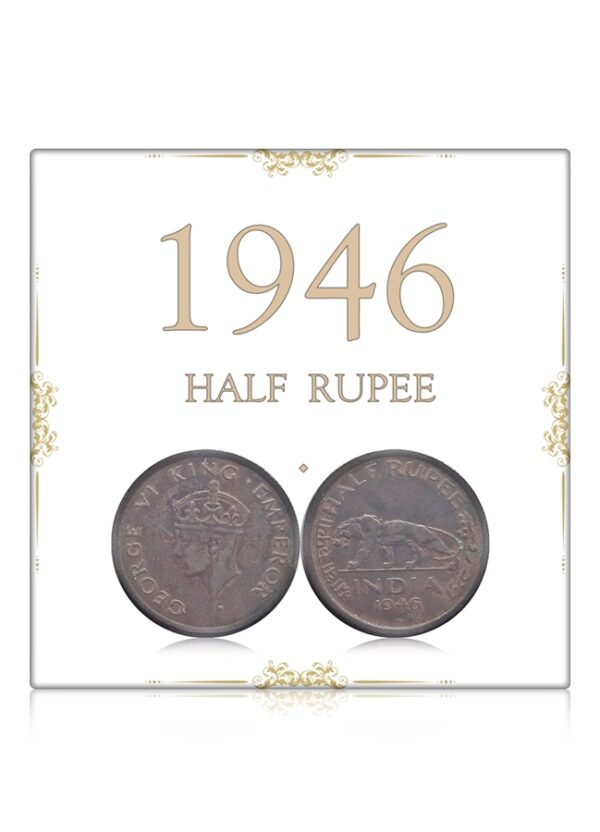 1946 Half Rupee Coin Bombay Mint