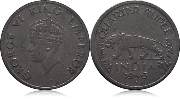 1946 Quarter Rupee Coin Bombay Mint