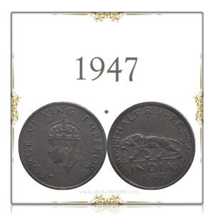 1947 Half Rupee Coin British India King George VI Bomaby Mint