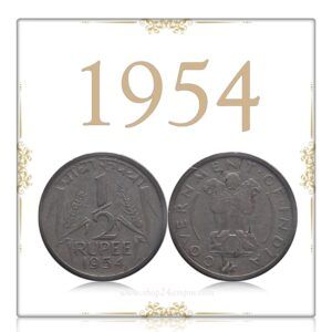 1954 Half Rupee Calcutta Mint Coin