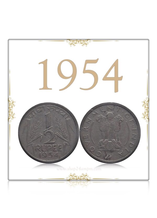 1954 Half Rupee Calcutta Mint Coin