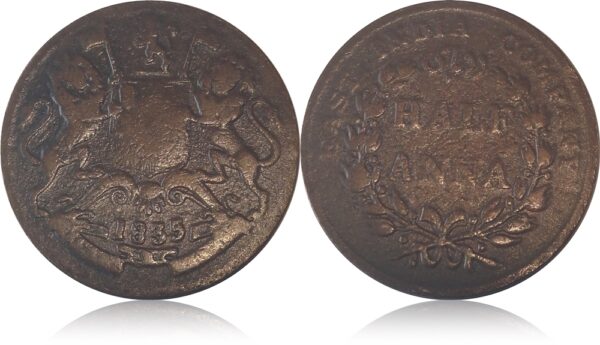 1835 Half Anna East India Company Coin