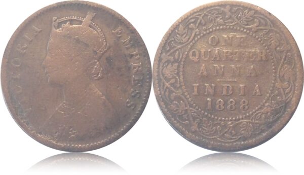 1888 Quarter Anna Coin Queen Victoria Empress