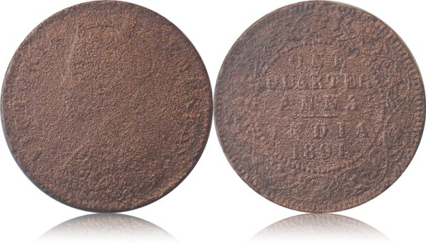 1891 Quarter Anna Coin Victoria Empress