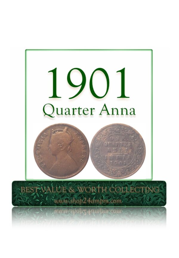 1901 Quarter Anna Queen Victoria Empress Coin