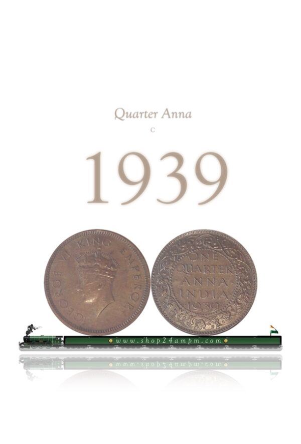 1939 Quarter Anna King George VI Calcutta Mint Coin
