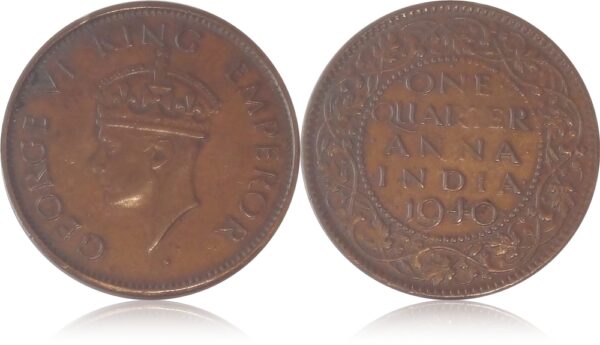 1940 Quarter Anna Bombay Mint Coin