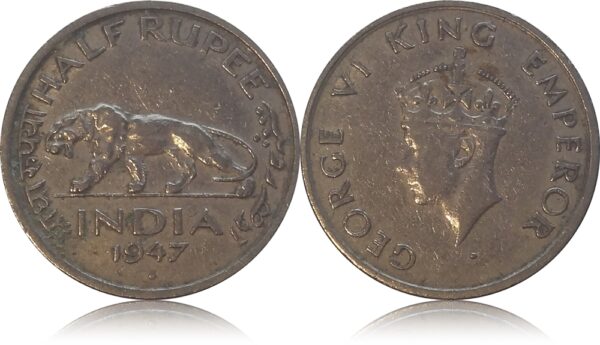 1947 Half Rupee King George VI Coin