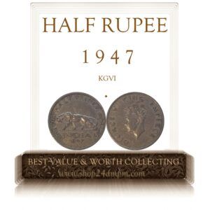 1947 Half Rupee King George VI Coin Bombay Mint