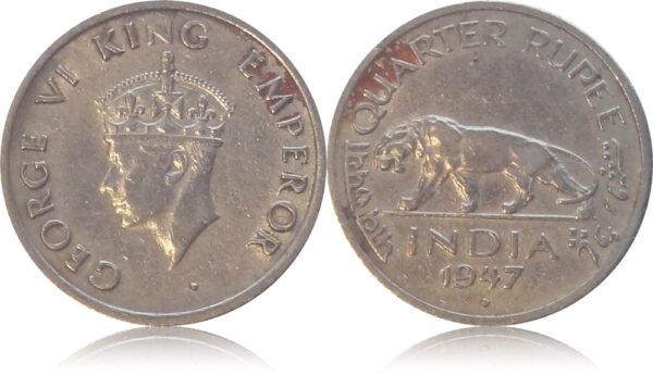1947 Quater Rupee King George VI Bombay Mint