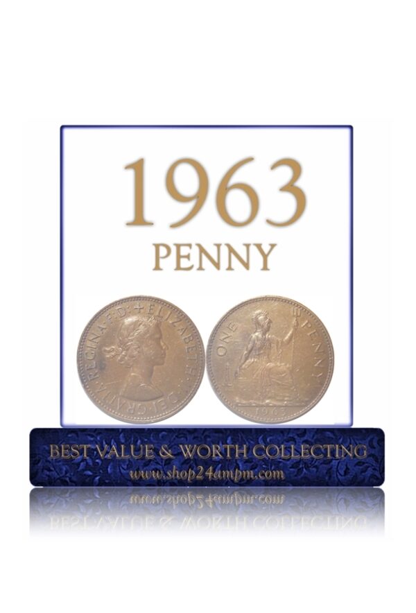 1963 1 Penny UK Queen Elizabeth II Coin