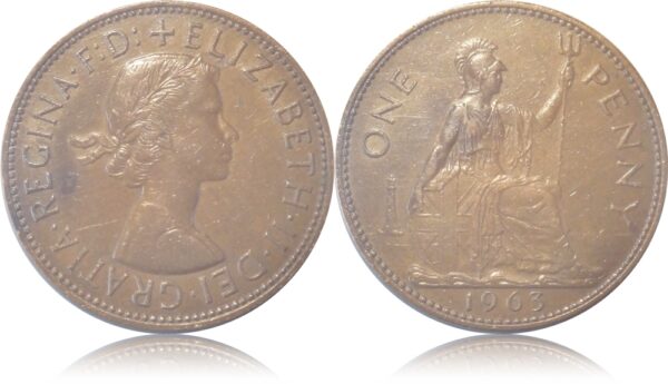 1963 1 Penny UK Queen Elizabeth II Coin Worth Collecting