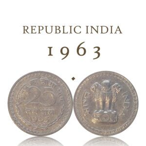 1963 25 Naya Paise Republic India Bombay Mint Coin