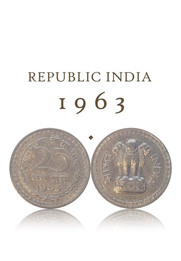 1963 25 Naya Paise Republic India Bombay Mint Coin