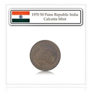 1970 50 Paise Coin Republic India Calcutta Mint