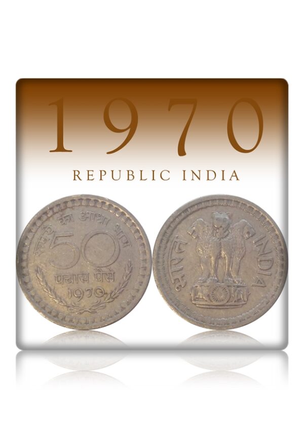 1970 50 Paise Republic India Calcutta Mint Coin