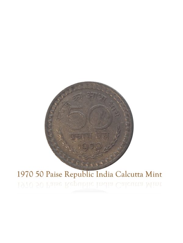 1970 50 Paise Republic India Calcutta Mint Coin