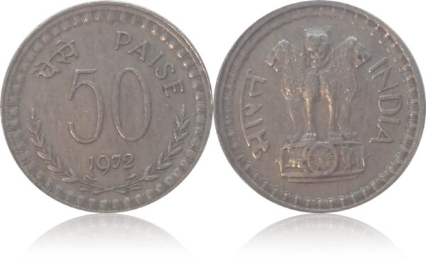 1972 50 Paise Coin Republic India Calcutta Mint