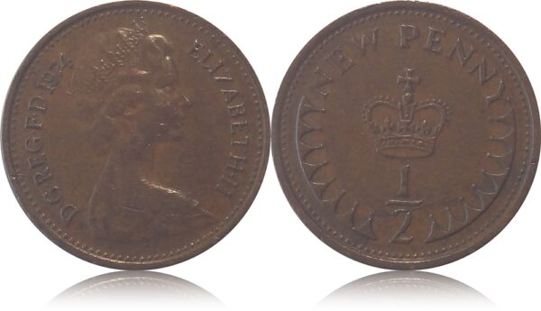 1974 Half Penny Queen Elizabeth II Coin