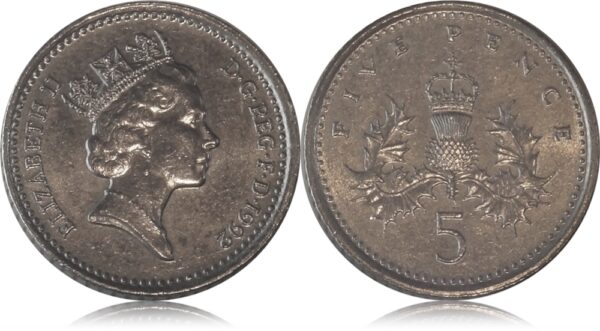 1992 5 Pence Queen Elizabeth II