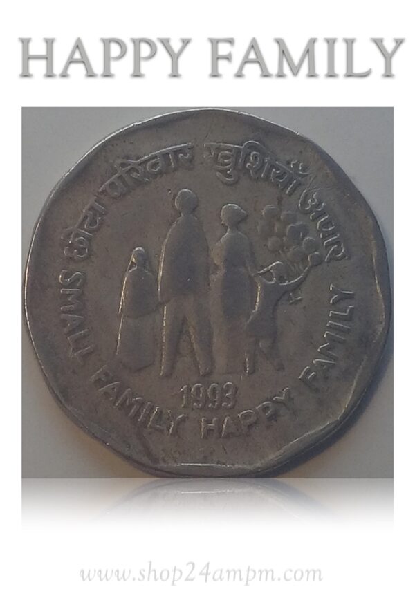 1993 2 Rupee Coin Happy Family Hyderbad Mint