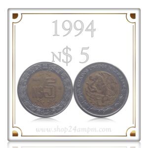 1994 N$ 5 Estados Unidos Mexicanos Bi Metal Coin