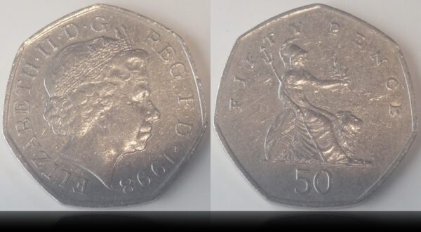 1998 50 Pence UK Coin