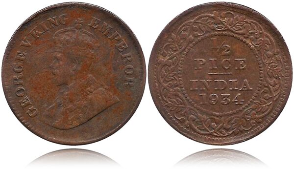 1934 Half Pice King George V Calcutta Mint Worth Collecting