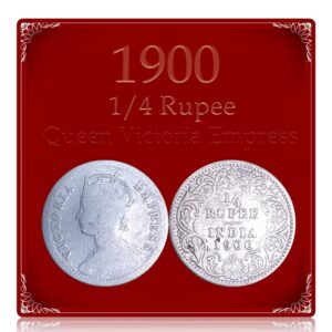 1900 1 4 Rupee Victoria Empress Extremely Rare Silver Coin