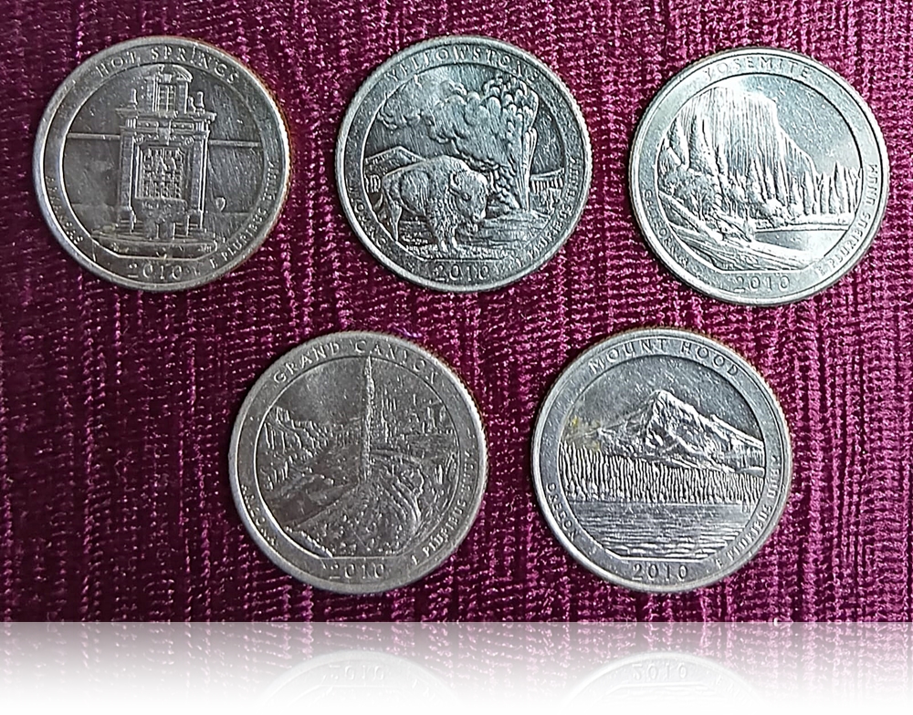 USA Beautiful quarters National park series 2010 set of 5 coins 2 USA Beautiful quarters National park series 2010 set of 5 coins