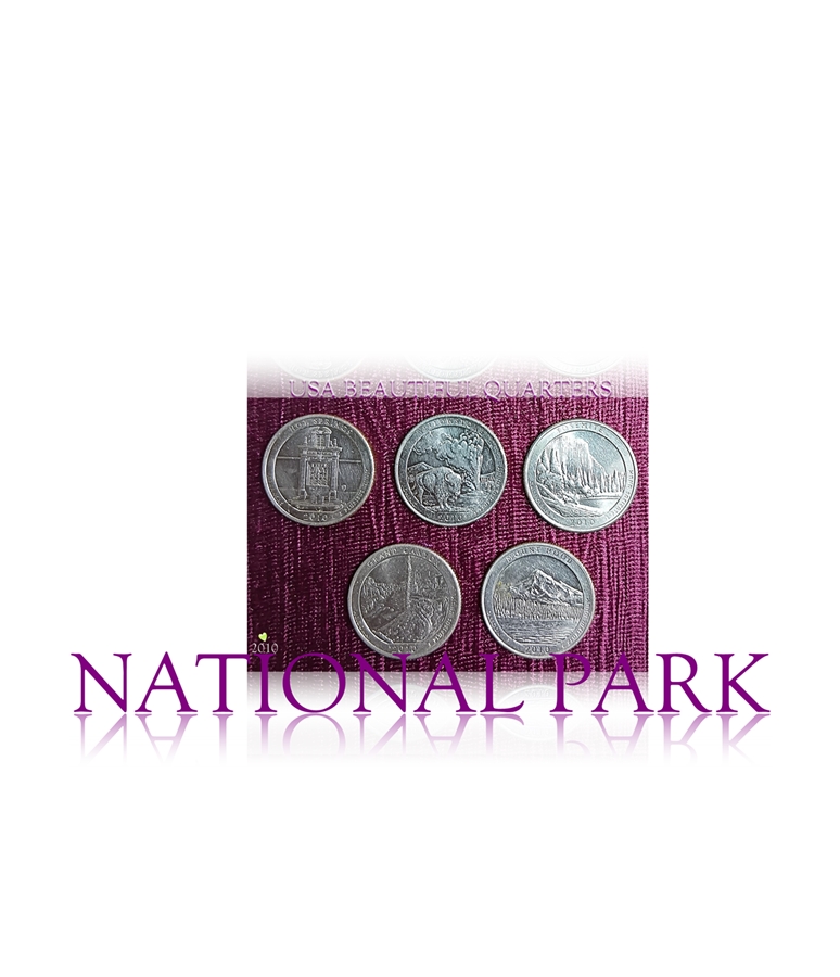 USA Beautiful quarters National park series 2010 set of 5 coins 1 USA Beautiful quarters National park series 2010